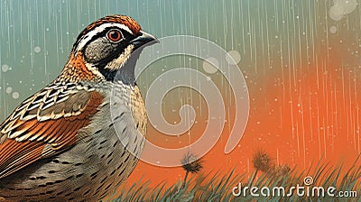 Quail Image With Risograph Ra 6700 Texture Stock Photo