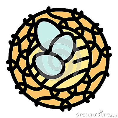 Quail nest eggs icon color outline vector Vector Illustration