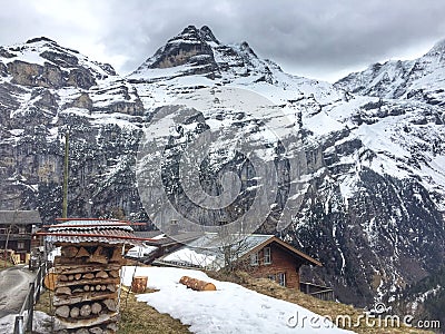 Quaint mountain village view Stock Photo