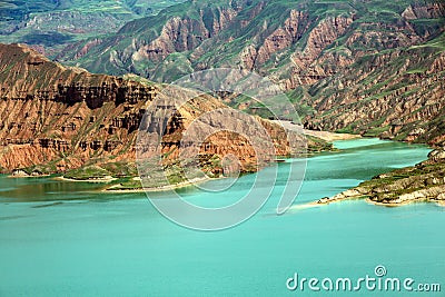 Quake lake Stock Photo