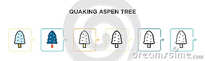 Quaking aspen tree vector icon in 6 different modern styles. Black, two colored quaking aspen tree icons designed in filled, Vector Illustration