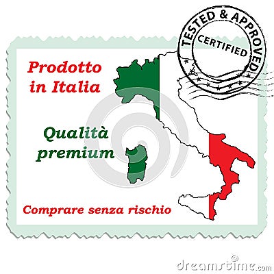 Quality certification stamp designed for the Italian retail market. Vector Illustration