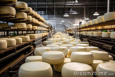 Quality cheese production at the factory Stock Photo