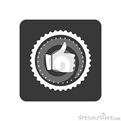 Quality control icon with hand thumb up sign Vector Illustration