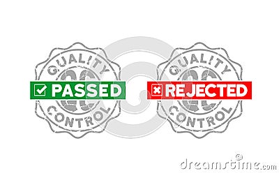 Quality control passed or rejected badge icon set vector illustration Vector Illustration