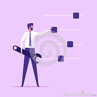 Quality control or setting system preferences concept Vector Illustration