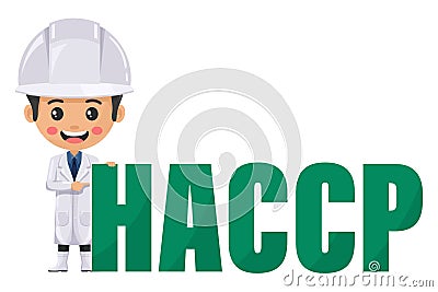 Quality control supervisor. HACCP. Hazard analysis and critical control points. Implement systems to identify and manage risks in Vector Illustration