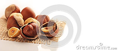 Fresh roasted hazelnuts on the table Stock Photo