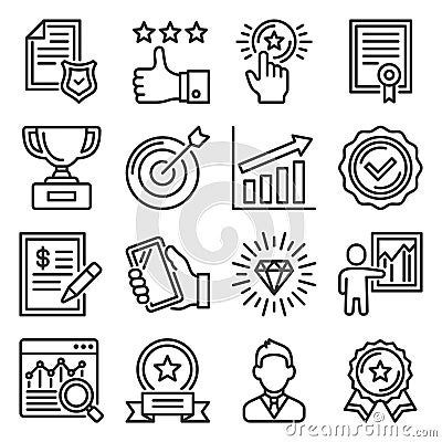 Quality Icons Set on White Background. Vector Vector Illustration