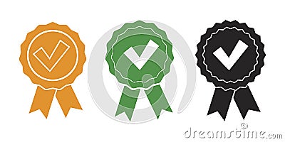 Quality mark. Certification icon. Award and guarantee symbol. Complete satisfaction with the product Vector Illustration