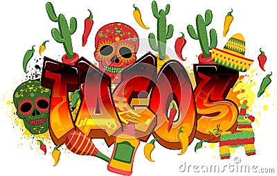 Quality Mexican Food Themed Vector Graphic Design - Tacos Vector Illustration