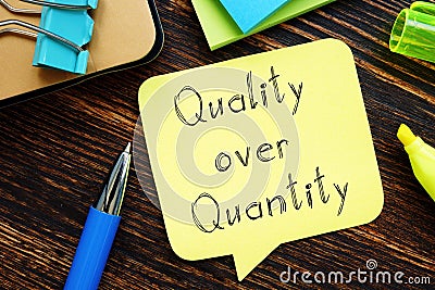 Quality over quantity is shown on the photo using the text Stock Photo