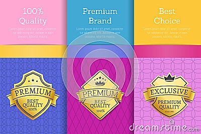 100 Quality Premium Brand Quality Best Labels Vector Illustration