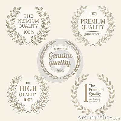 Quality signs & emblems with laurel wreath Vector Illustration