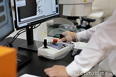 Quality test with vision measuring system Stock Photo