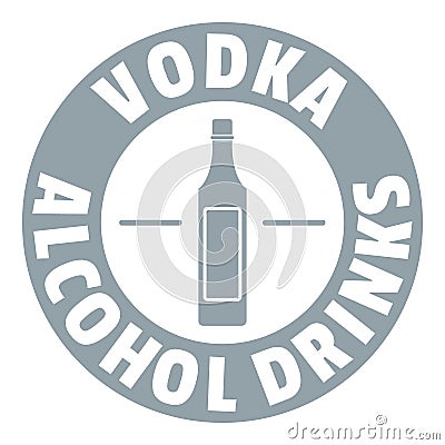 Quality vodka logo, simple gray style Vector Illustration