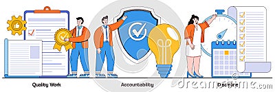 Quality Work, Accountability, and Discipline Illustrated Pack Vector Illustration