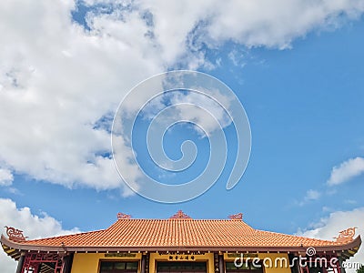 Quan Am Buddhist Monastery. Buddhist Temples under big blue sky background. Stock Photo