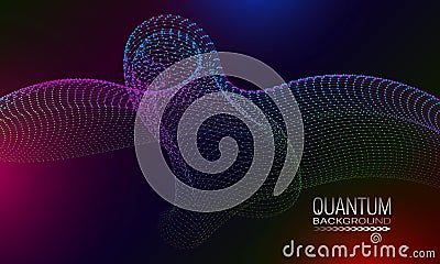 Quantum background design with colourful dots and lines abstraction. Futuristic style banner template Vector Illustration