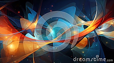 Quantum Chaos Illustrated: Background Mixes Abstract Shapes, Colors for Visual Complexity Stock Photo