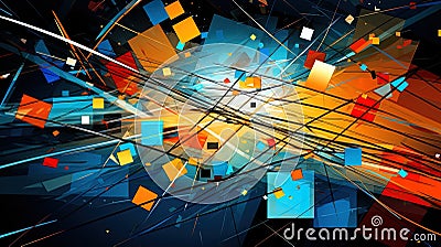 Quantum Chaos Illustrated: Background Mixes Abstract Shapes, Colors for Visual Complexity Stock Photo