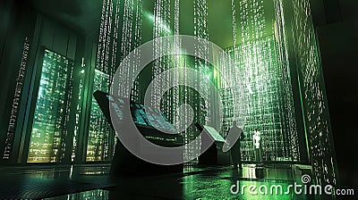 A quantum computer facility where calculations create parallel realities operated by technicians Stock Photo