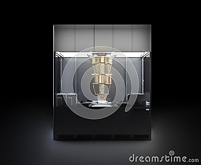 Quantum computer machine in shield Stock Photo