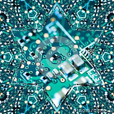 Quantum Computer Micro Curcuit Board Components Abstract Art Stock Photo