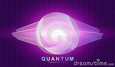 Quantum computer technology concept. Sphere explosion background. Deep learning artificial intelligence. Big data Vector Illustration