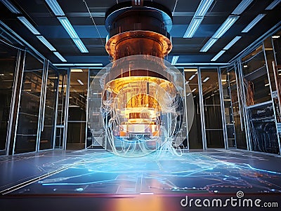 a quantum computers in computer room showcasing advanced technology, representing technology for future trends Cartoon Illustration