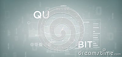 Quantum computing concept with qubit icon 3d rendering Stock Photo