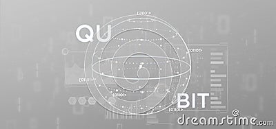 Quantum computing concept with qubit icon 3d rendering Stock Photo