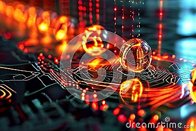 quantum computing hologram visual representation of quantum bits Stock Photo