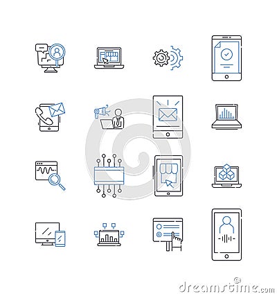 Quantum computing line icons collection. Entanglement, Superposition, Qubit, Quantum gate, Quantum algorithm Vector Illustration