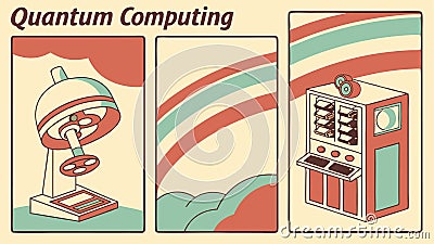 Quantum computing machine quantum technology and computer and tech art Generative AI Vector Illustration