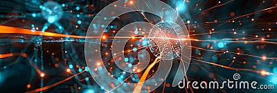 Quantum computing powering neural networks in a sleek lab visualizing complex algorithms and data flows Stock Photo