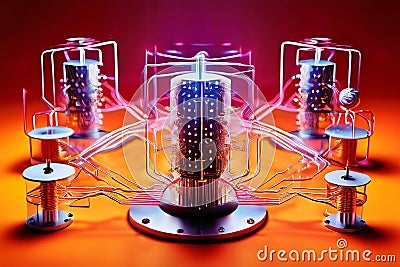 quantum computing visual representation of quantum computing co Cartoon Illustration