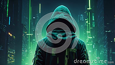 Quantum Dreamscape: Chronicles of the Neon Scribe. Generative AI Stock Photo