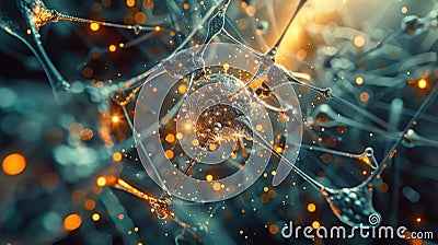 Synthetic intelligence core, glowing abstract ,Generative AI Stock Photo