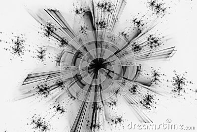 Quantum fractal inverted black and white effect Stock Photo