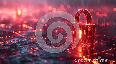 Quantum lock, blockchain, Cryptography cypher unbreakable codes and cyber security concept Stock Photo