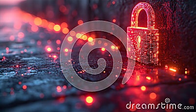 Quantum lock, blockchain, Cryptography cypher unbreakable codes and cyber security concept Stock Photo