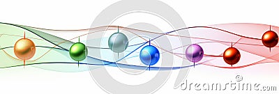 Quantum mechanical atomic model displaying color coded orbitals for energy levels Stock Photo