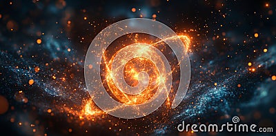 Quantum mechanics concept illustrating superposition and entanglement in particles. Generative AI Stock Photo
