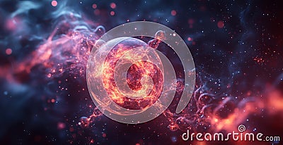Quantum mechanics visualization of qubit dynamics and entanglement phenomena in 4k. Generative AI Stock Photo