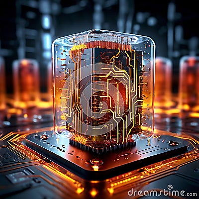 The Quantum Microchip Uses For Quantum Computer AI Generated Stock Photo