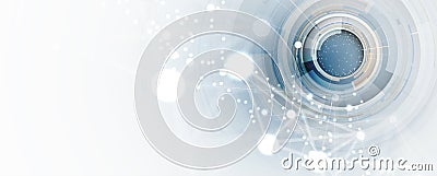 Quantum processing. Deep learning artificial intelligence. Future new technology for business or science presentation Vector Illustration
