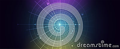 Quantum processing. Deep learning artificial intelligence. Future new technology for business or science presentation Vector Illustration