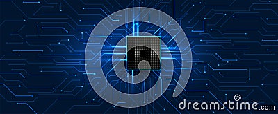 Quantum processing. Deep learning artificial intelligence Vector Illustration