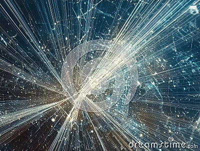 Quantum processor, Data streams and pulses Stock Photo